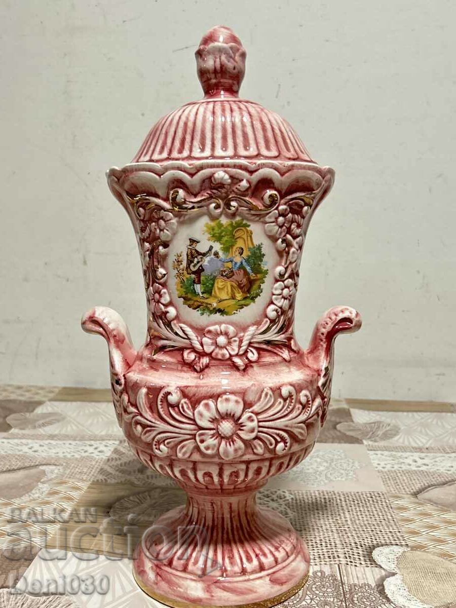 Very beautiful Italian urn with lid and markings