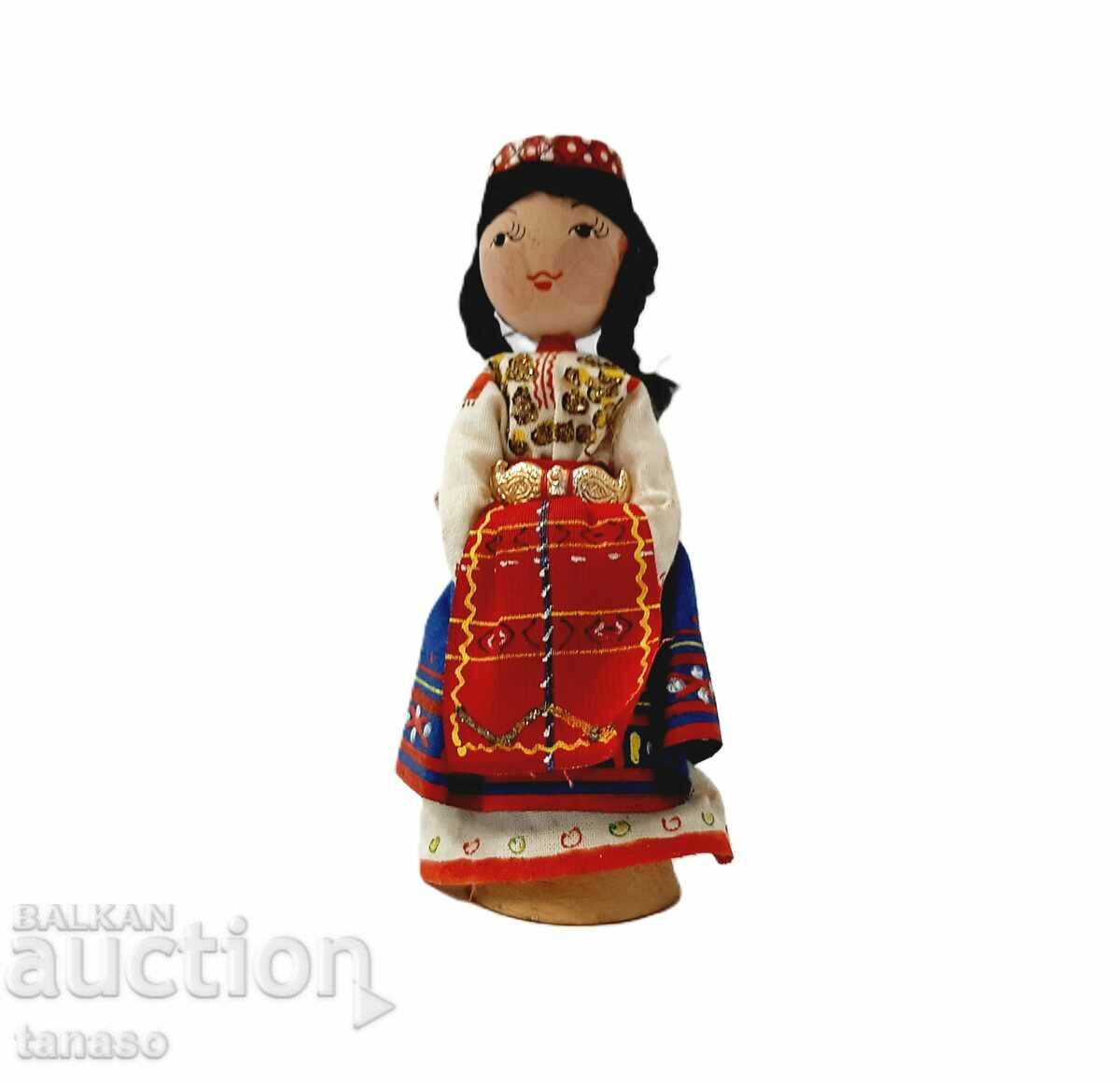 Old wooden, ethnic, household doll, decoration, girl(11.3)