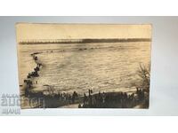 1915-20 Photo Card Danube River Frozen Caravan People