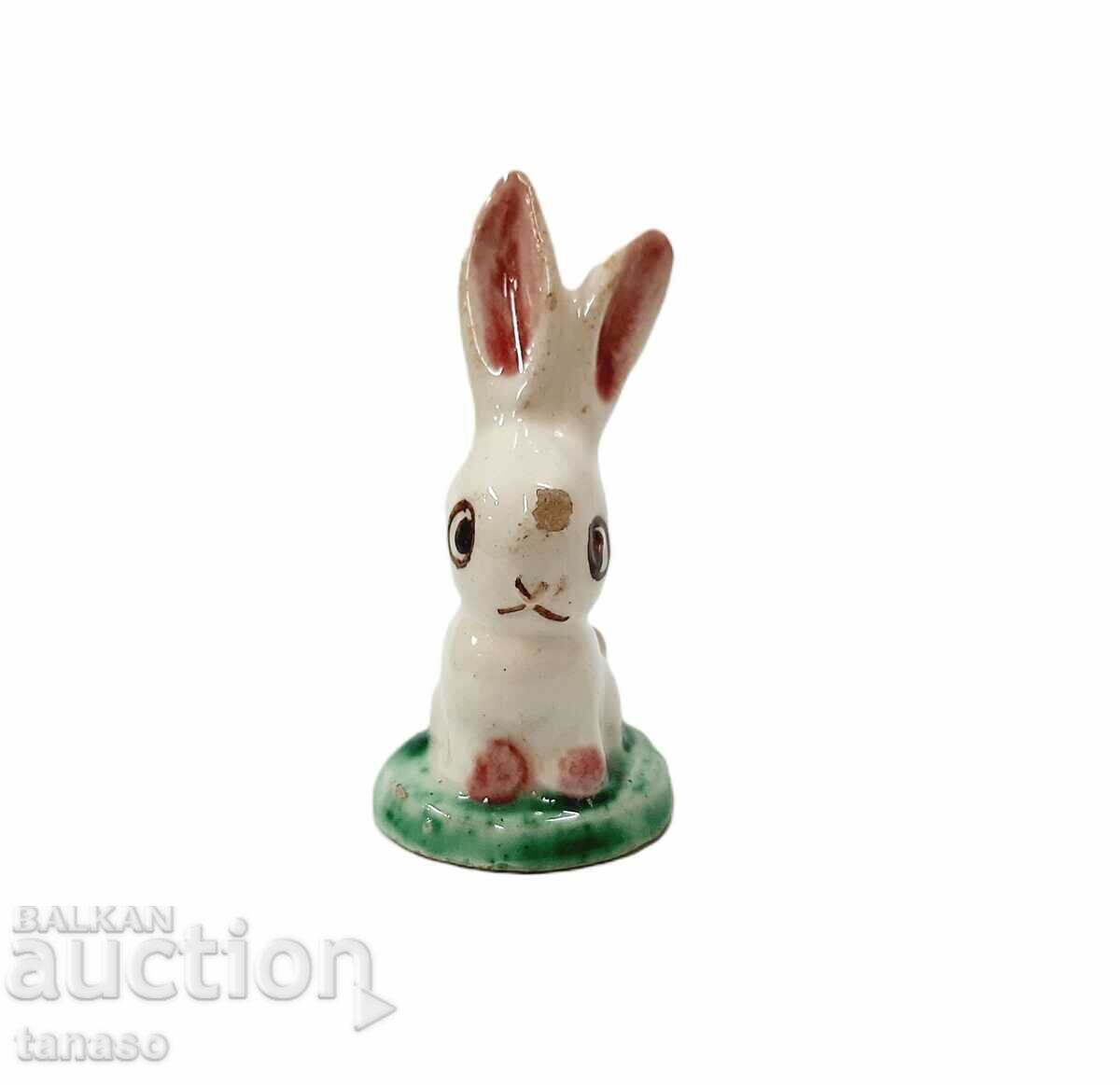 Figurină veche de iepuraș din ceramică în miniatură (11,3)