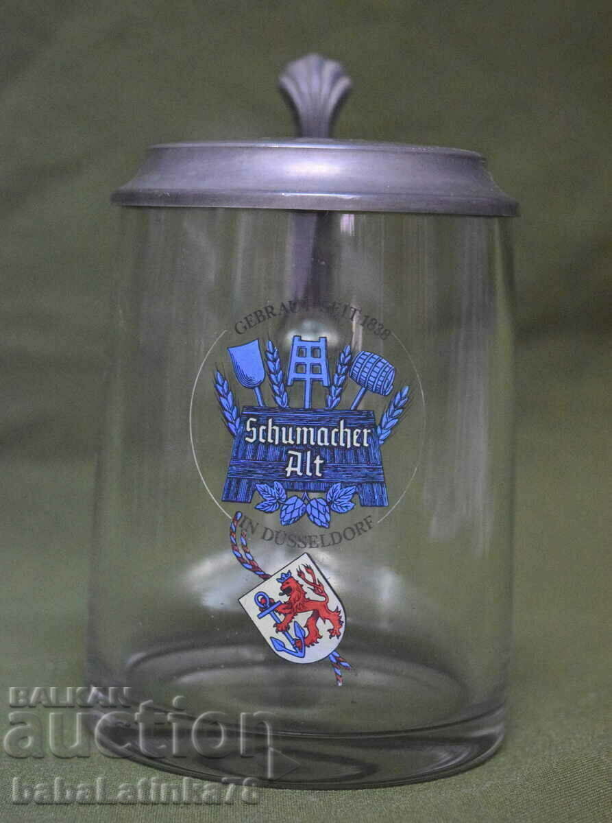 German Schumacher Alt factory glass beer mug