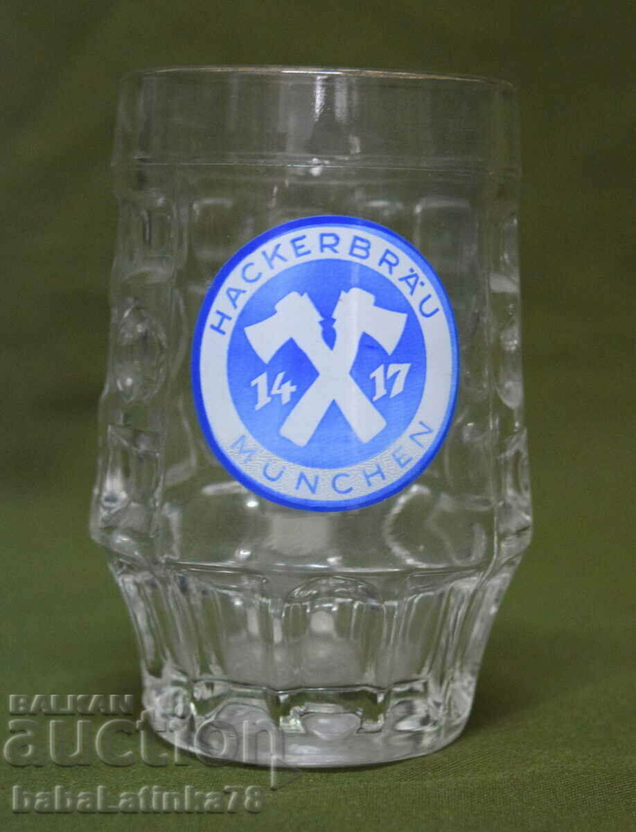 Hackerbräu München German Glass Beer Mug