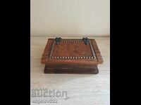 Solid wood jewelry box with embossed genuine leather!