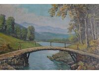 Antique river landscape oil paintings