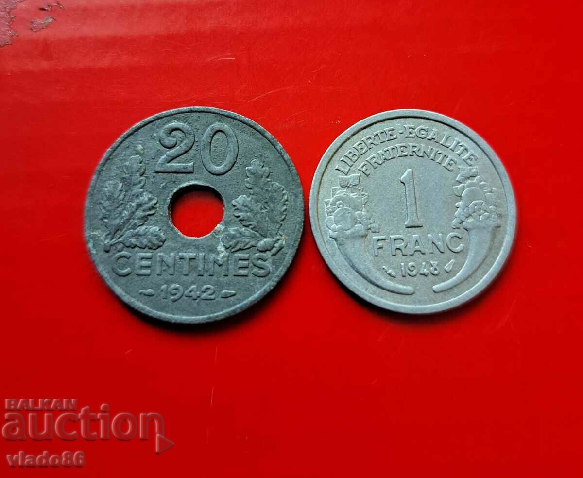 20 centimes 1942, 1 franc 1948