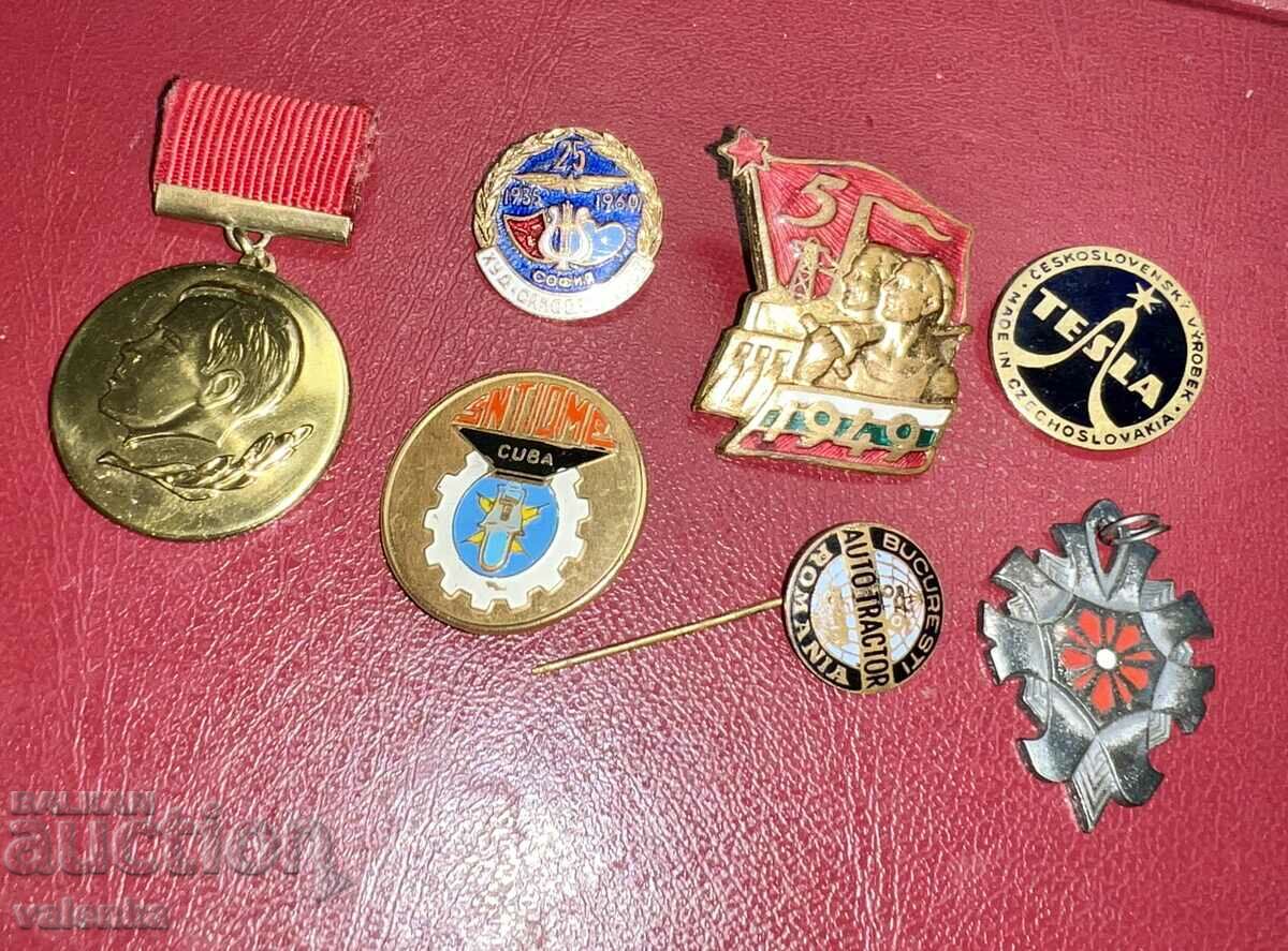 Lot of Laureate Medal and 6 Enamel Badges