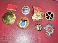 Lot of Laureate Medal and 6 Enamel Badges