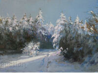 Winter in the forest - oil paints