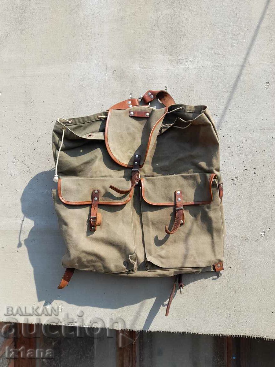 Old canvas backpack