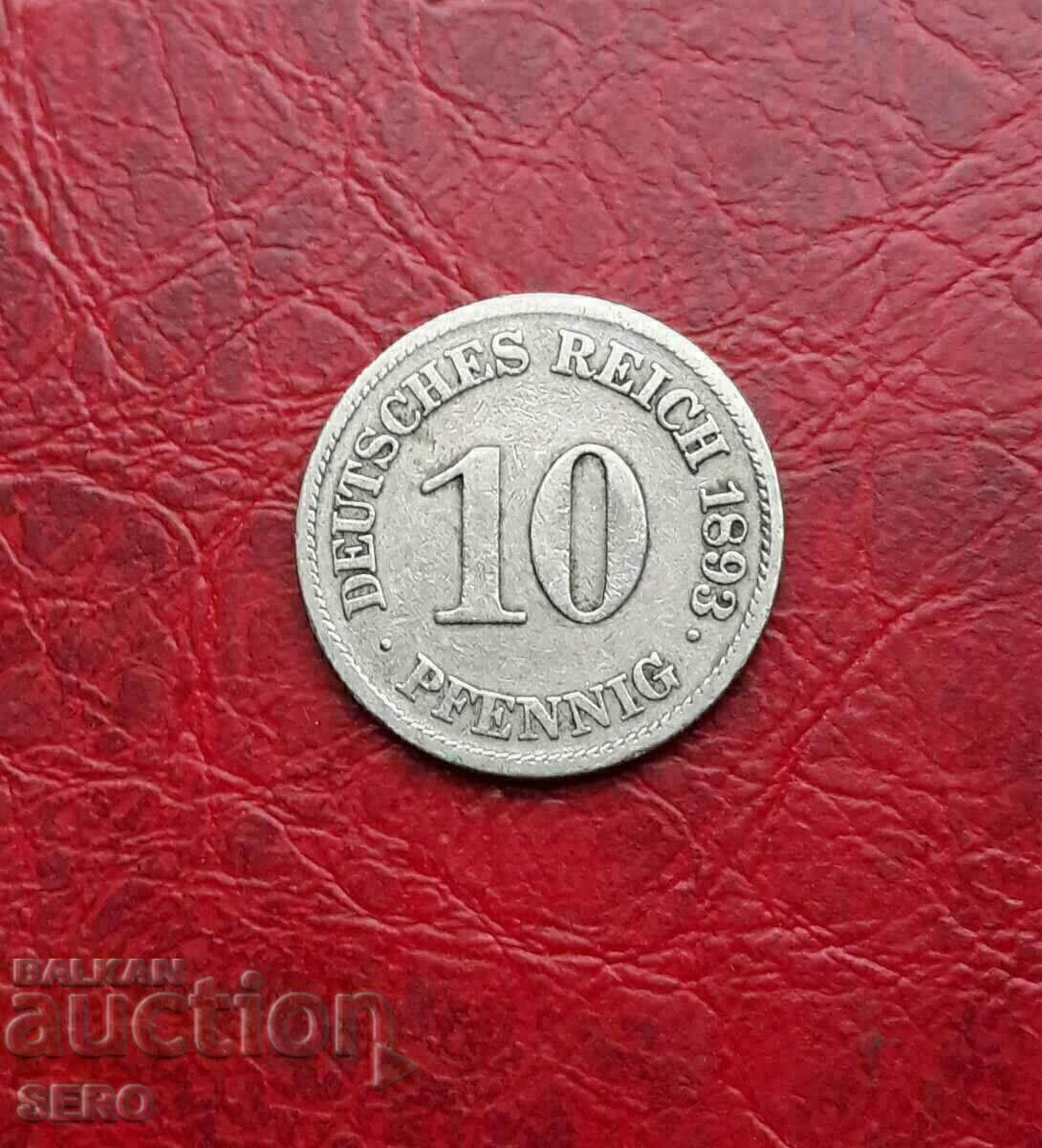 Germany-10 pfennig 1893 E-Muldenhüten-very rare