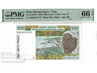 West African States Togo 500 Francs Pick 810 tm PMG 66