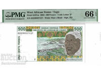 Statele Africii de Vest Togo 500 de franci Pick 810 tm PMG 66