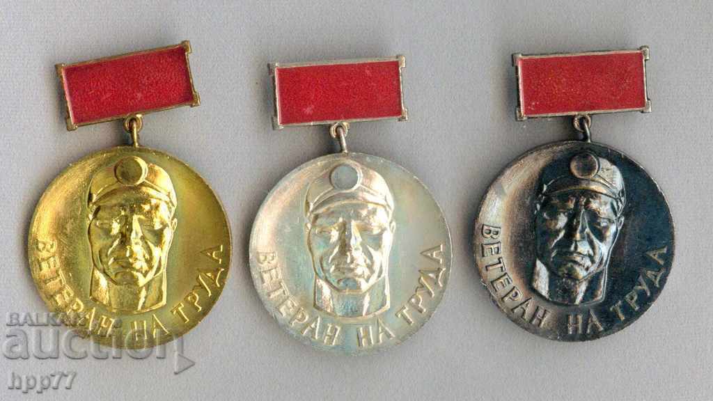 3 Rare signs "Veteran of Labor" DMP MARBAS Dimitrovgrad