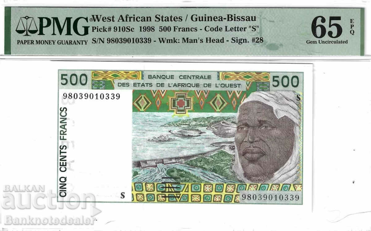 West African States Togo 500 Francs Pick 810, graded PMG 65