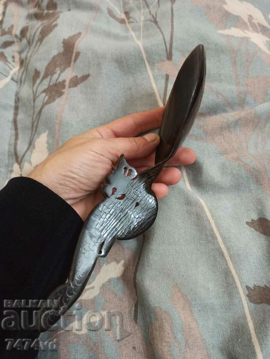 A large spoon carved from a whole buffalo horn with a dragon with price 80.00 BGN | € 40.90
