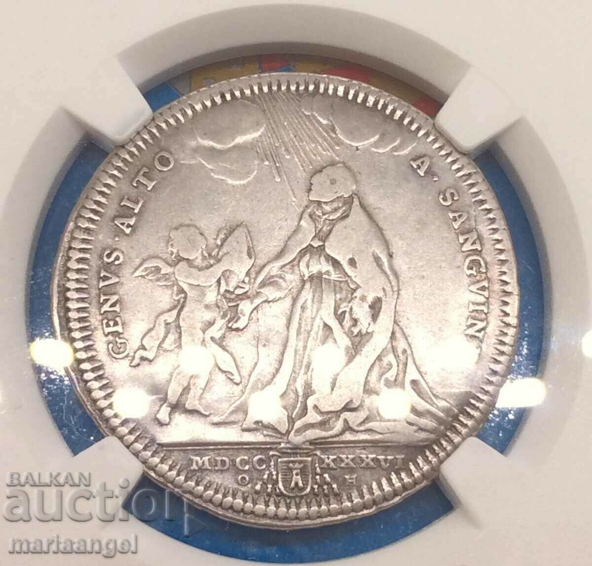 Ватикан Тестон 1736 Клемент XII Рим NGC VF 35 - RARE