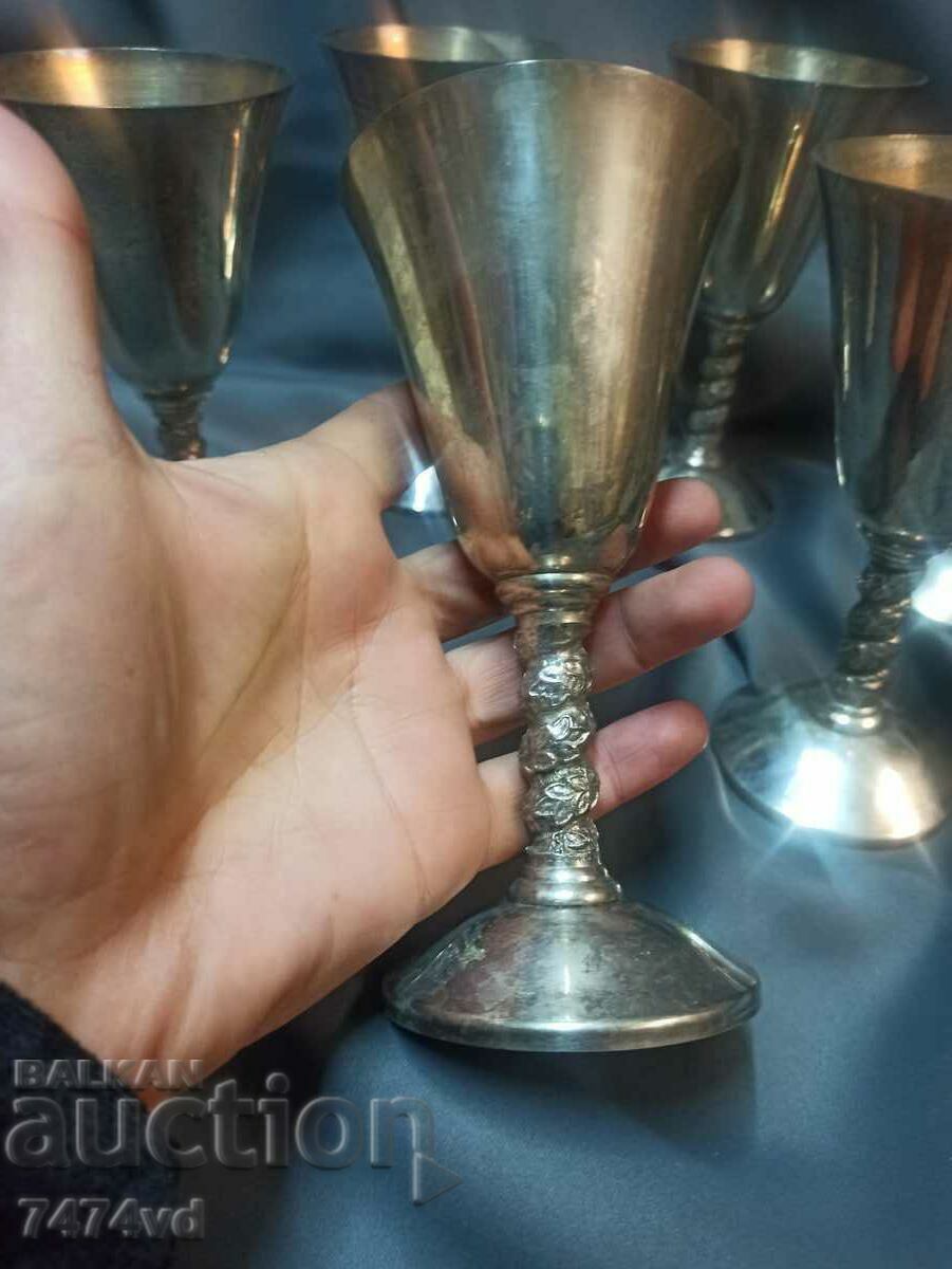Комплект стари посребрени високи чаши 6 броя! с цена € 25.00 | 48.90 лв.