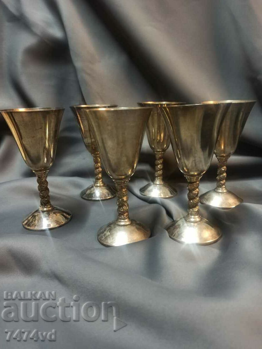 Set pahare inalte placate cu argint vechi 6 bucati! - 7