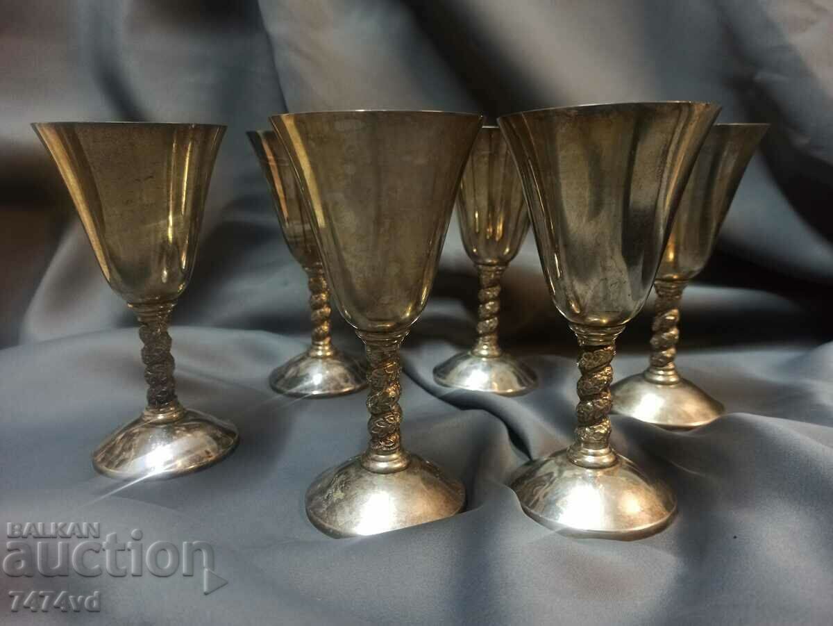 Set of old silver-plated tall glasses 6 pieces! Set of old silver-plated tall glasses 6 pieces!