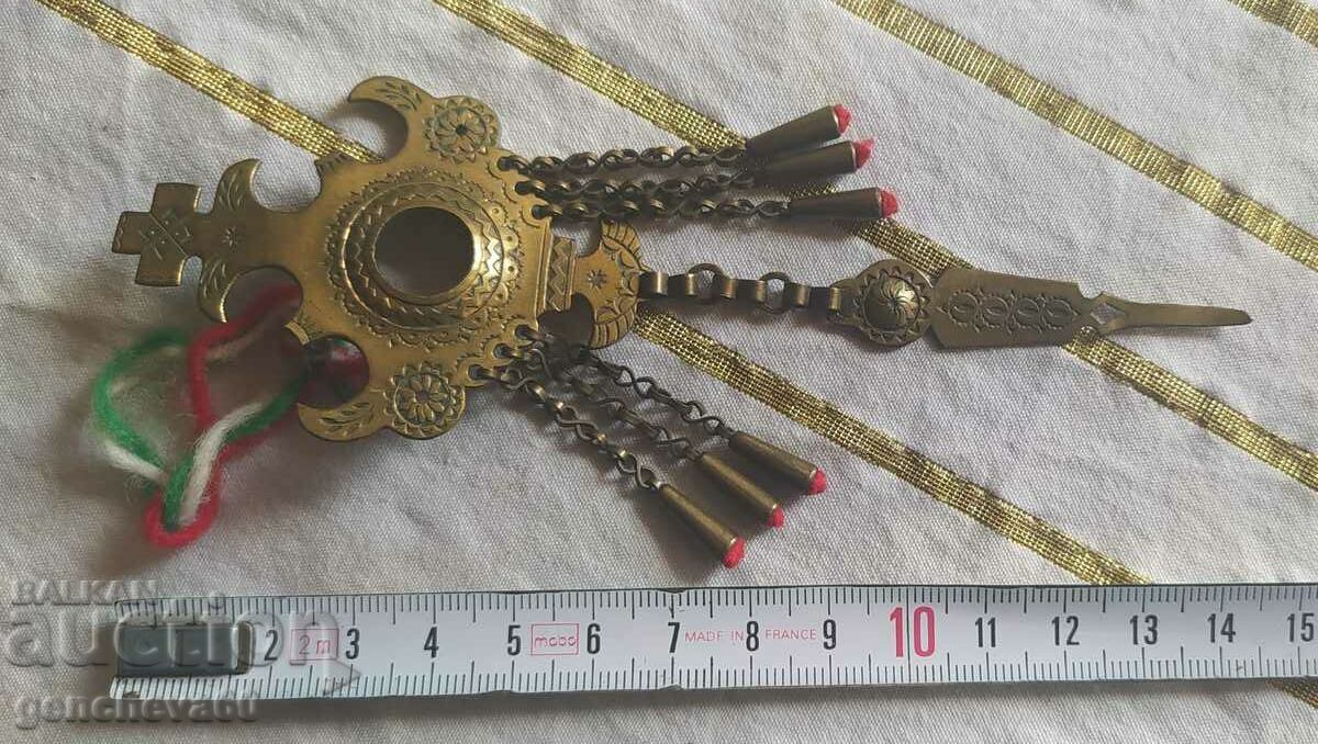 Antique brass 15cm hairpin, brooch