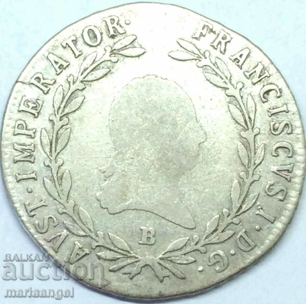 20 Kreuzer 1818 Austria B - Kremnitz Hungary silver