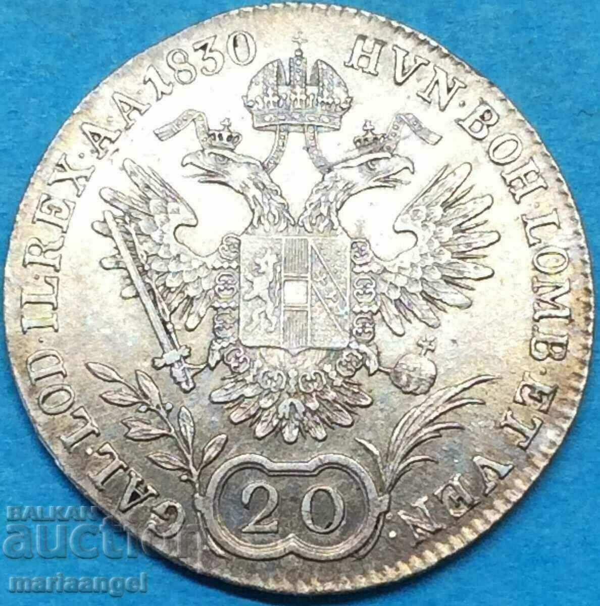 20 Kreuzer 1830 Austria C - Prague silver - rare