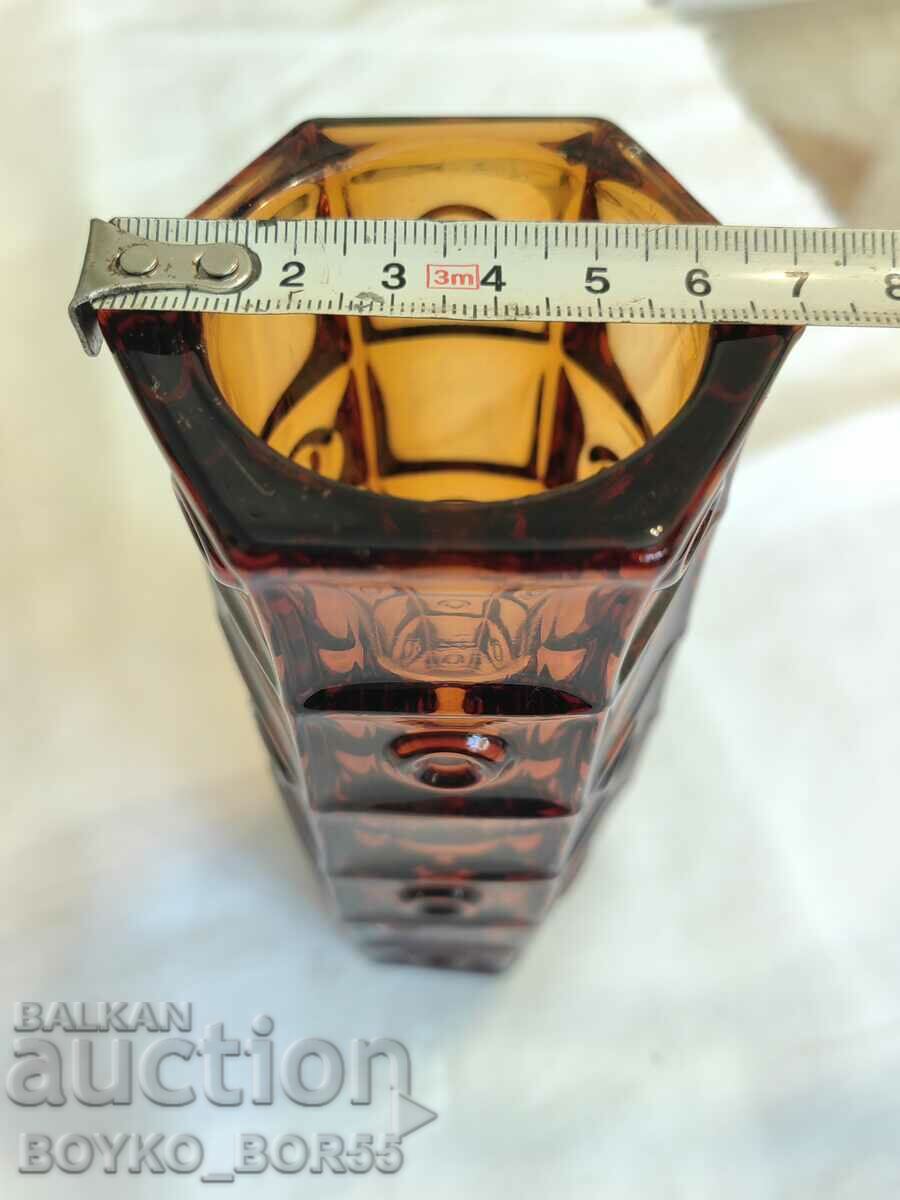 Παράδοση Αντίκες Αυθεντικό Βουλγαρικό γυάλινο βάζο Soc δεκαετίας του 1960 Παράδοση Αντίκες Αυθεντικό Βουλγαρικό γυάλινο βάζο Soc δεκαετίας του 1960