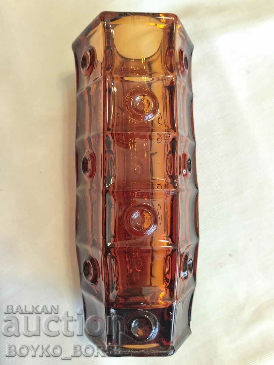 Αντίκες Αυθεντικό Βουλγαρικό γυάλινο βάζο Soc δεκαετίας του 1960 - 5 Αντίκες Αυθεντικό Βουλγαρικό γυάλινο βάζο Soc δεκαετίας του 1960 - 5