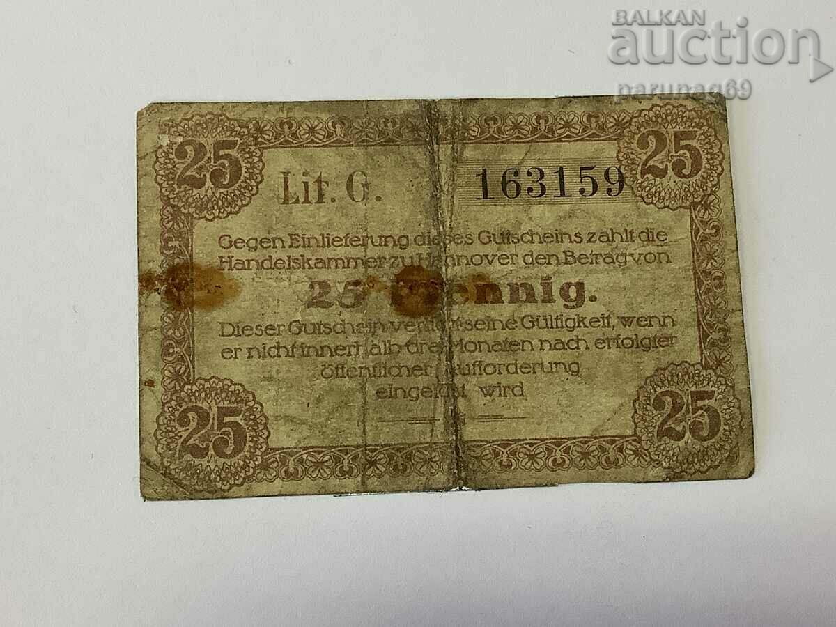 Germany Notgeld 25 pfennig 1920 with price 2.90 BGN | € 1.48