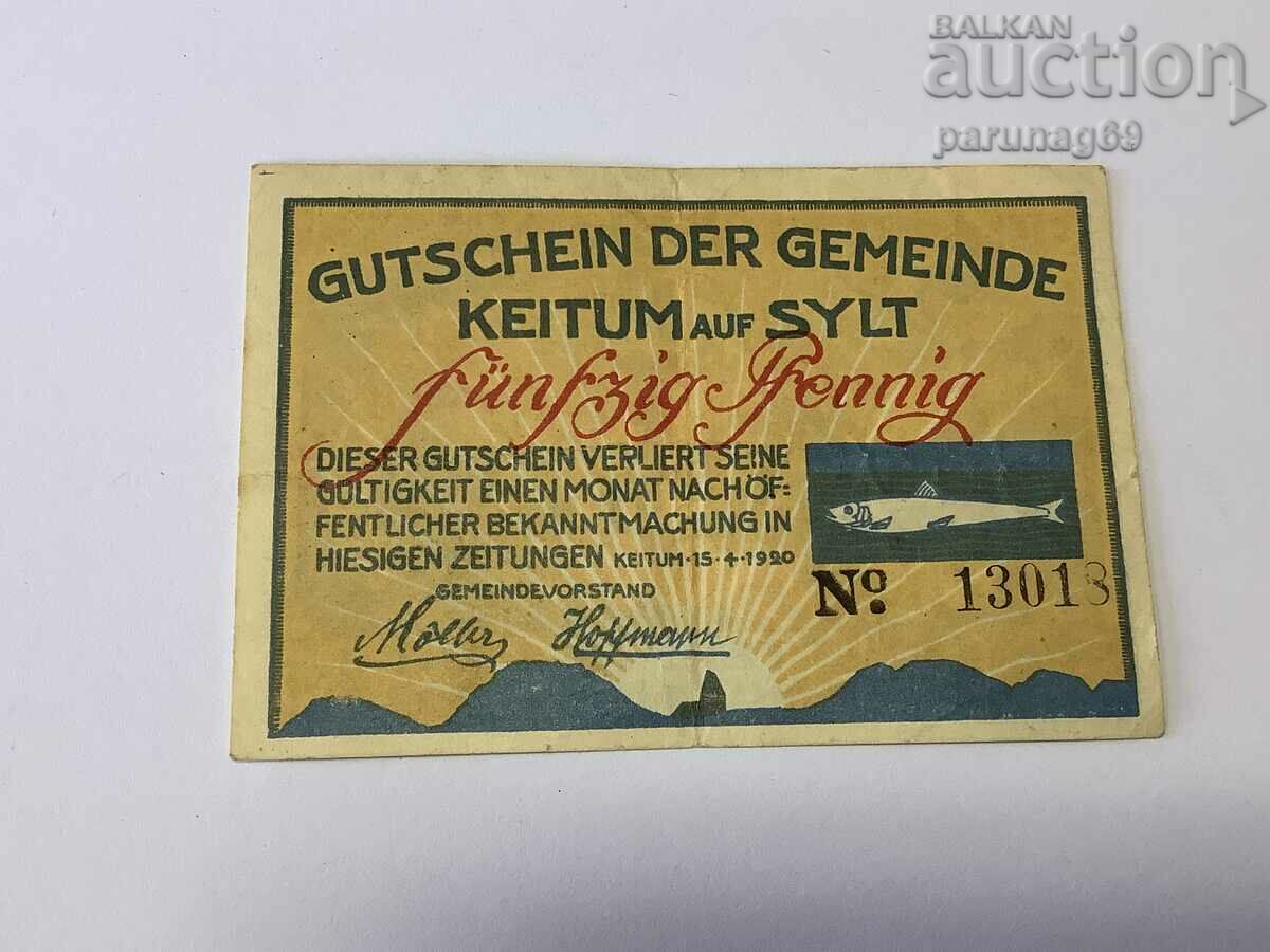 Германия notgeld 50 пфенига 1920 година