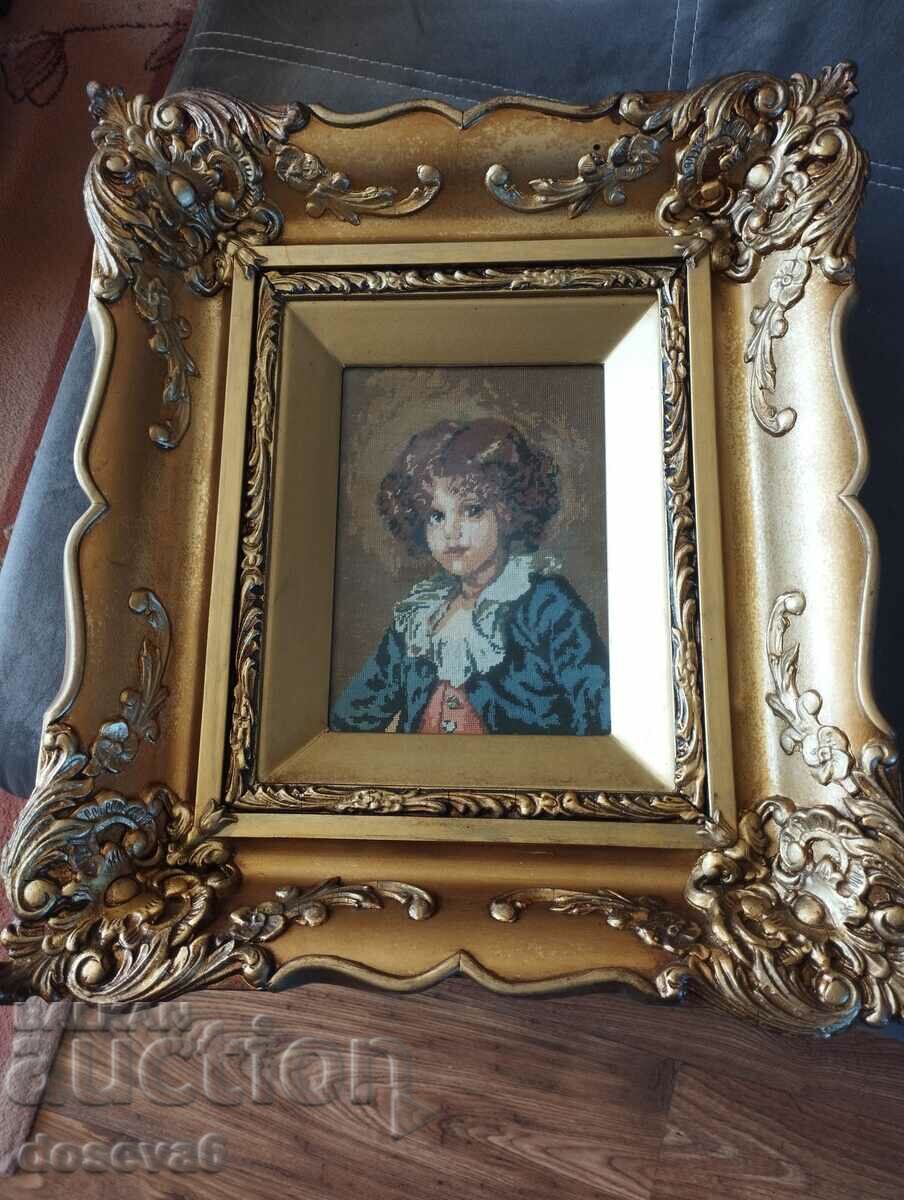 tapestry in a baroque frame 44/98 cm.