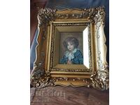 tapestry in a baroque frame 44/98 cm.