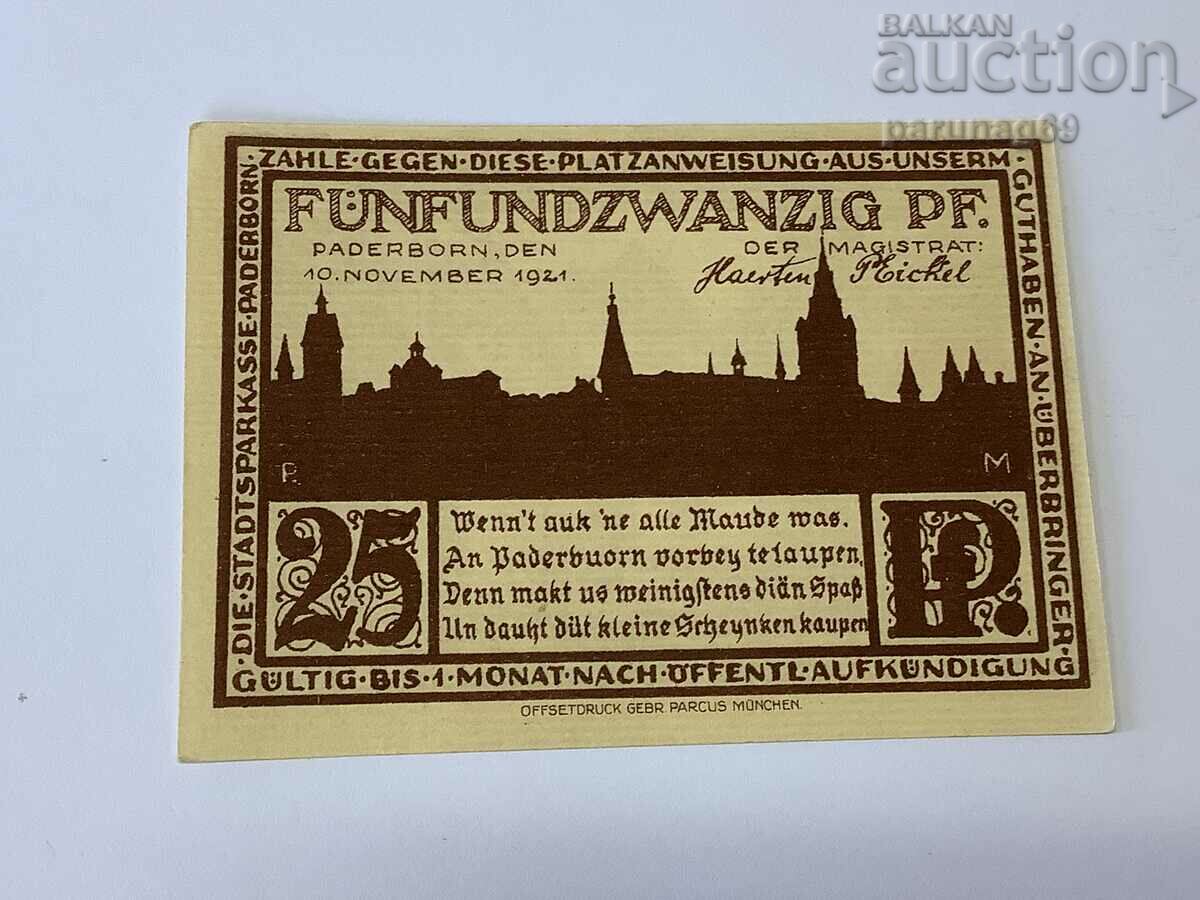 Германия notgeld 25 пфенига 1921 година