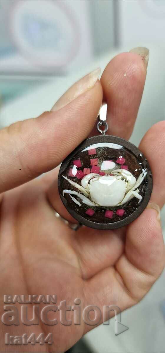 Locket, handmade, genuine crab from the Black Sea