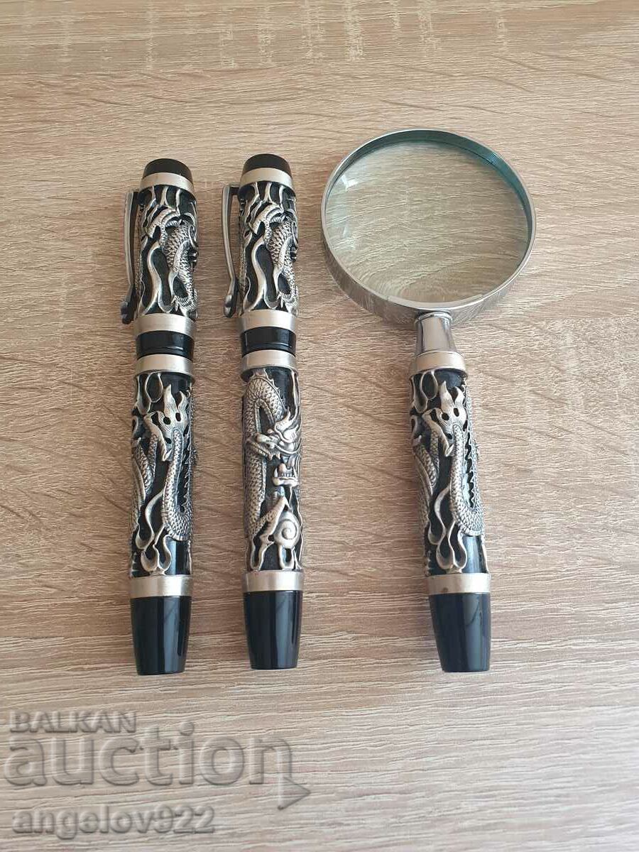 German IRIDIUM POINT pen and magnifier set