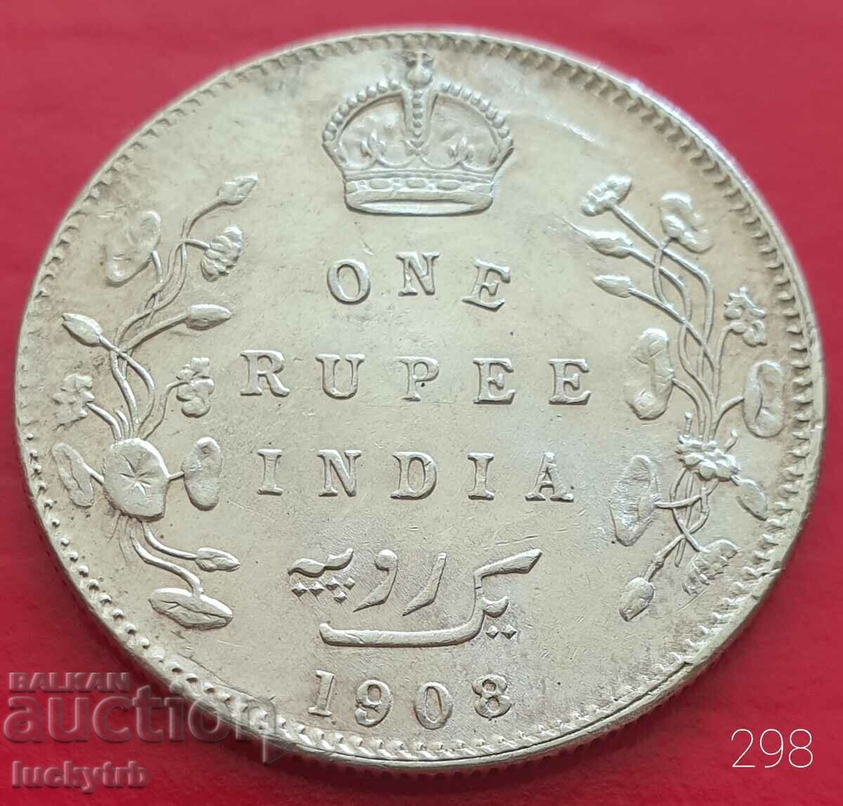 1 Rupee 1908 - India - Silver