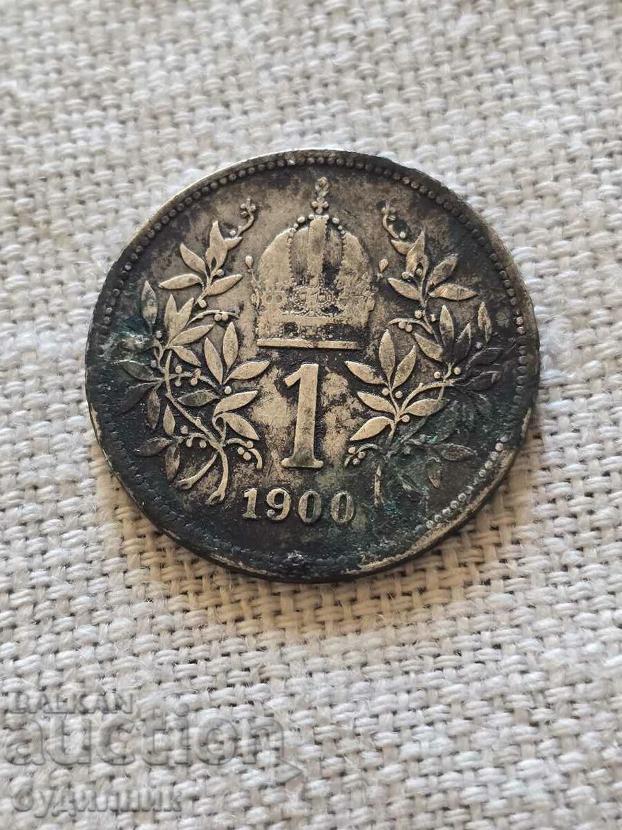 Silver coin 1 Krona 1900 From a penny. I release over 50 AU