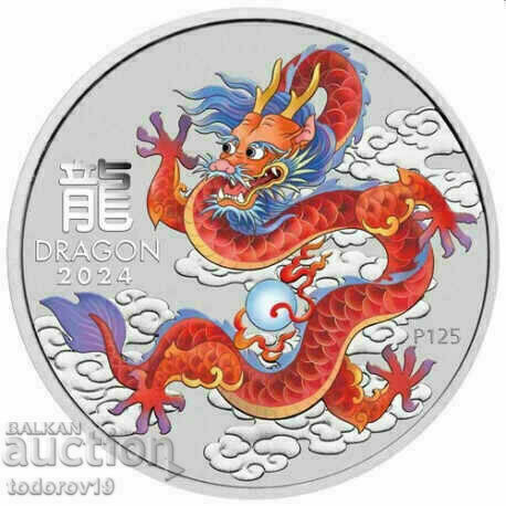 1/2 oz Silver Lunar Year of the Dragon 2024 - Tinted