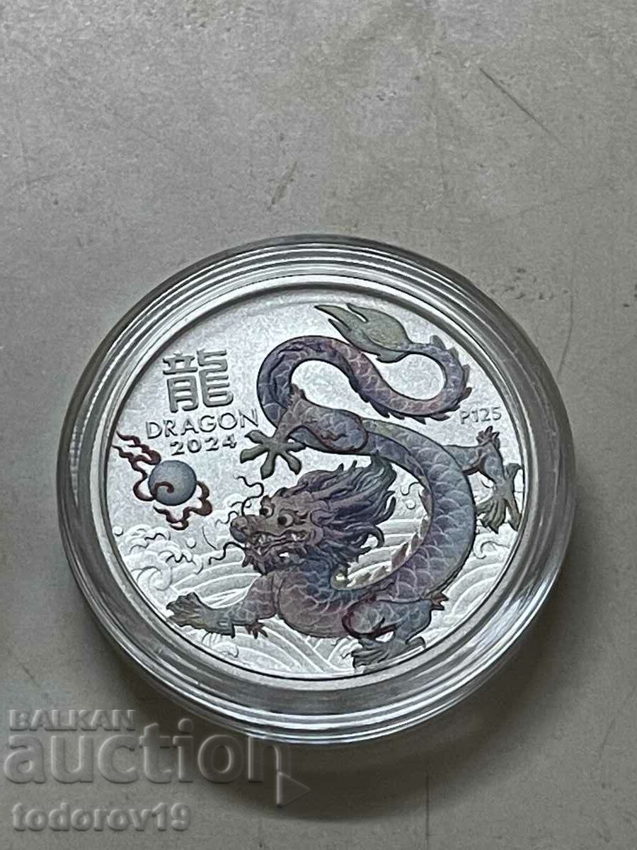 Auction  1/2 oz Silver Lunar Year of the Dragon 2024 - Tinted