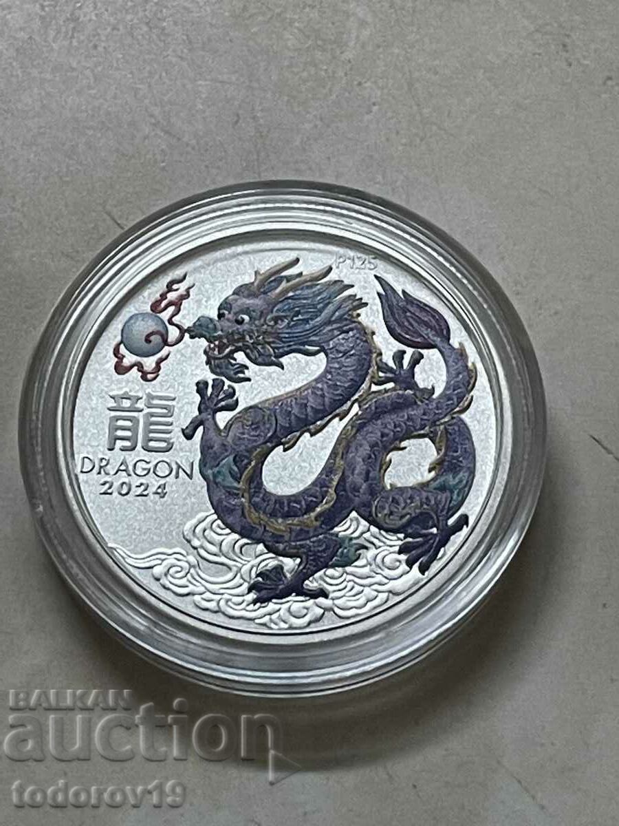 Auction 1/2 oz Silver Lunar Year of the Dragon 2024 - Tinted Auction 1/2 oz Silver Lunar Year of the Dragon 2024 - Tinted