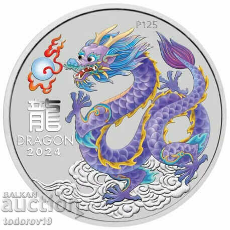 1/2 oz Silver Lunar Year of the Dragon 2024 - Tinted 1/2 oz Silver Lunar Year of the Dragon 2024 - Tinted