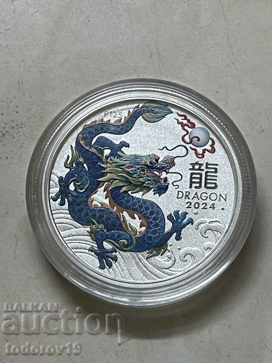 Auction 1/2 oz Silver Lunar Year of the Dragon 2024 - Tinted Auction 1/2 oz Silver Lunar Year of the Dragon 2024 - Tinted