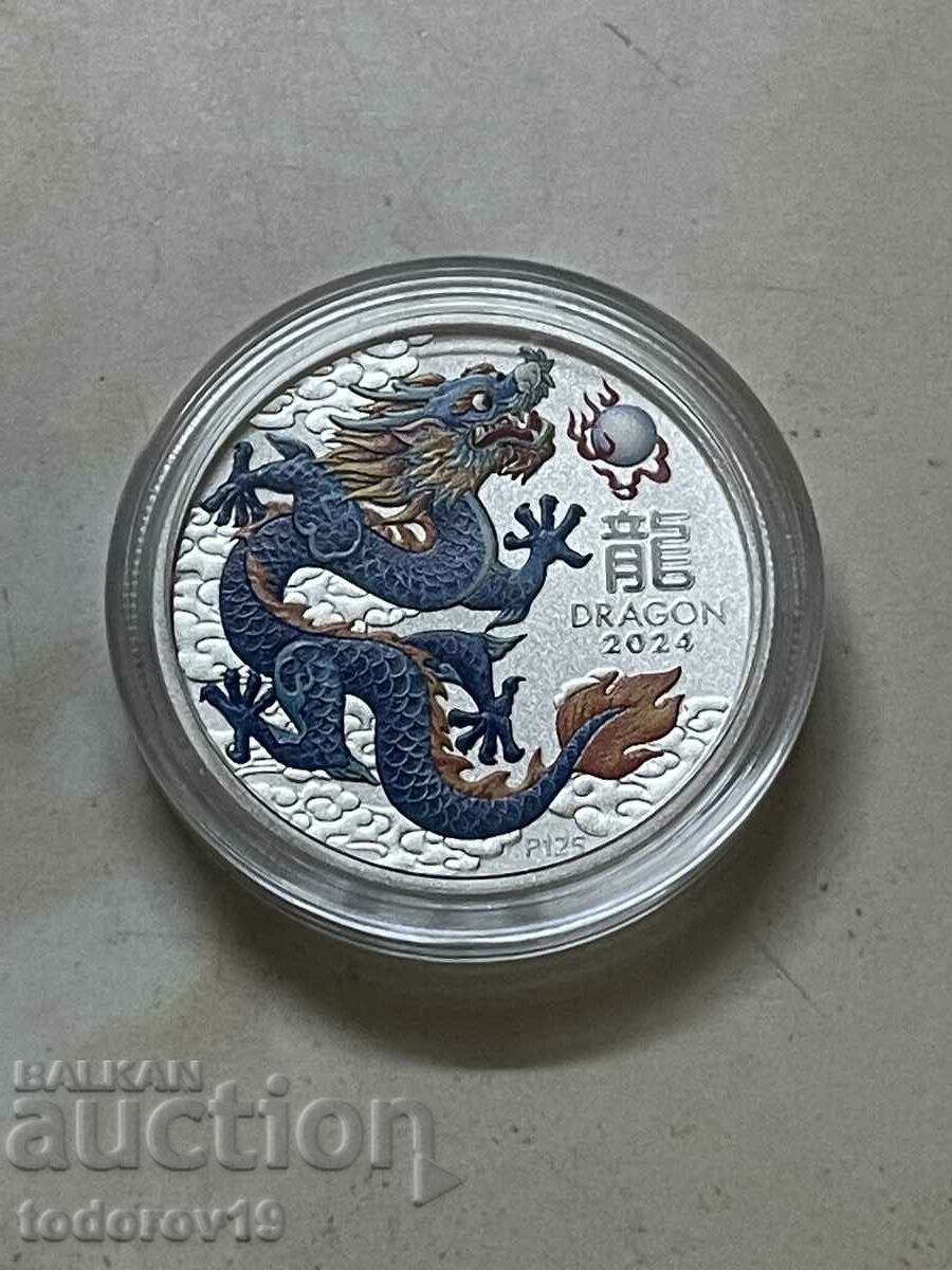 Auction 1/2 oz Silver Lunar Year of the Dragon 2024 - Tinted Auction 1/2 oz Silver Lunar Year of the Dragon 2024 - Tinted