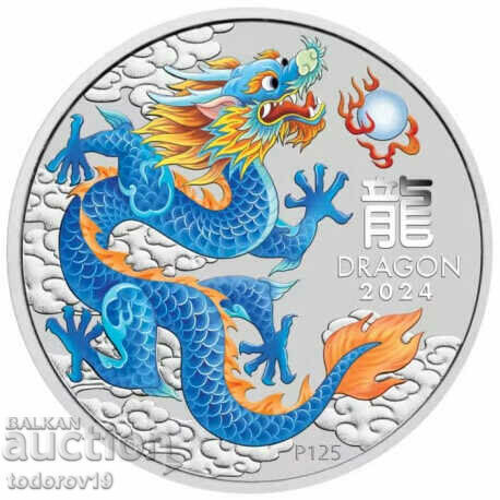 1/2 oz Argint Anul Lunar al Dragonului 2024 - Nuanțat