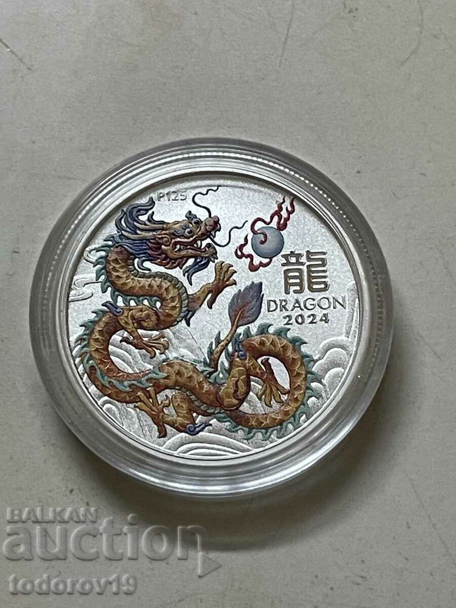 Auction 1/2 oz Silver Lunar Year of the Dragon 2024 - Tinted Auction 1/2 oz Silver Lunar Year of the Dragon 2024 - Tinted