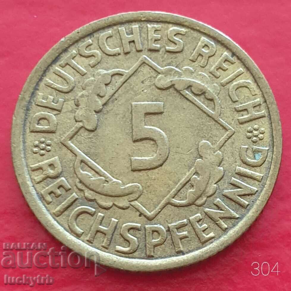 5 reichspfennig 1936 "A" - Germany