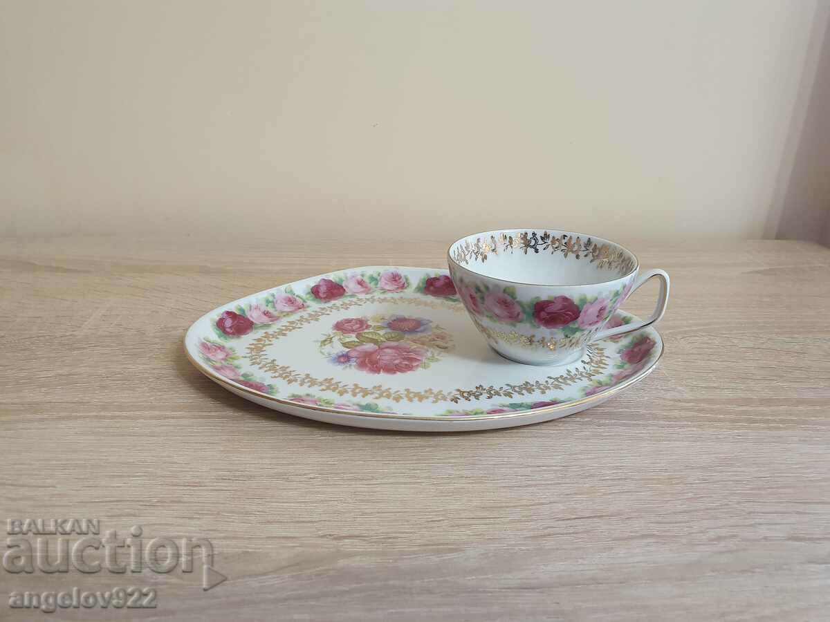 German Porcelain Coffee Cup with Tray!