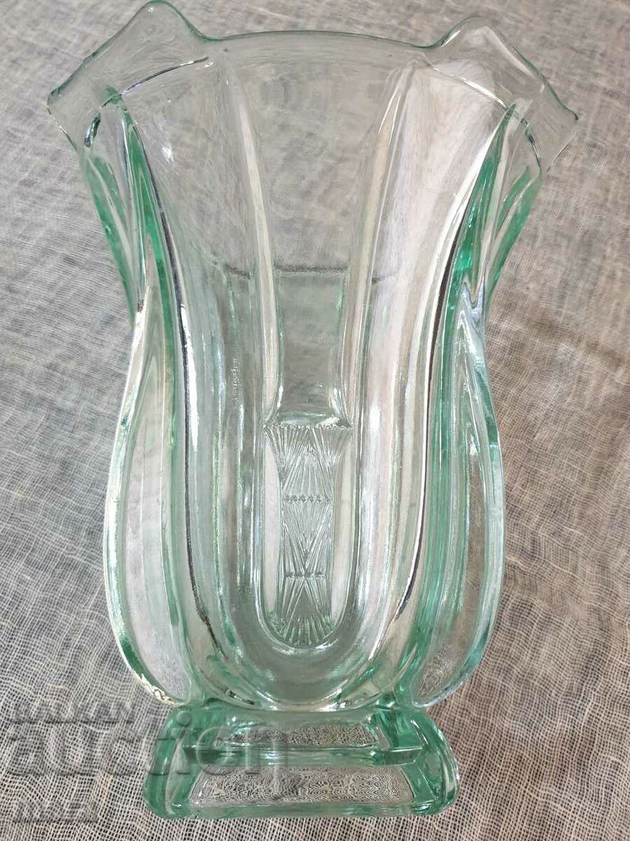 Auction Large retro vase made of thick colored glass Auction Large retro vase made of thick colored glass