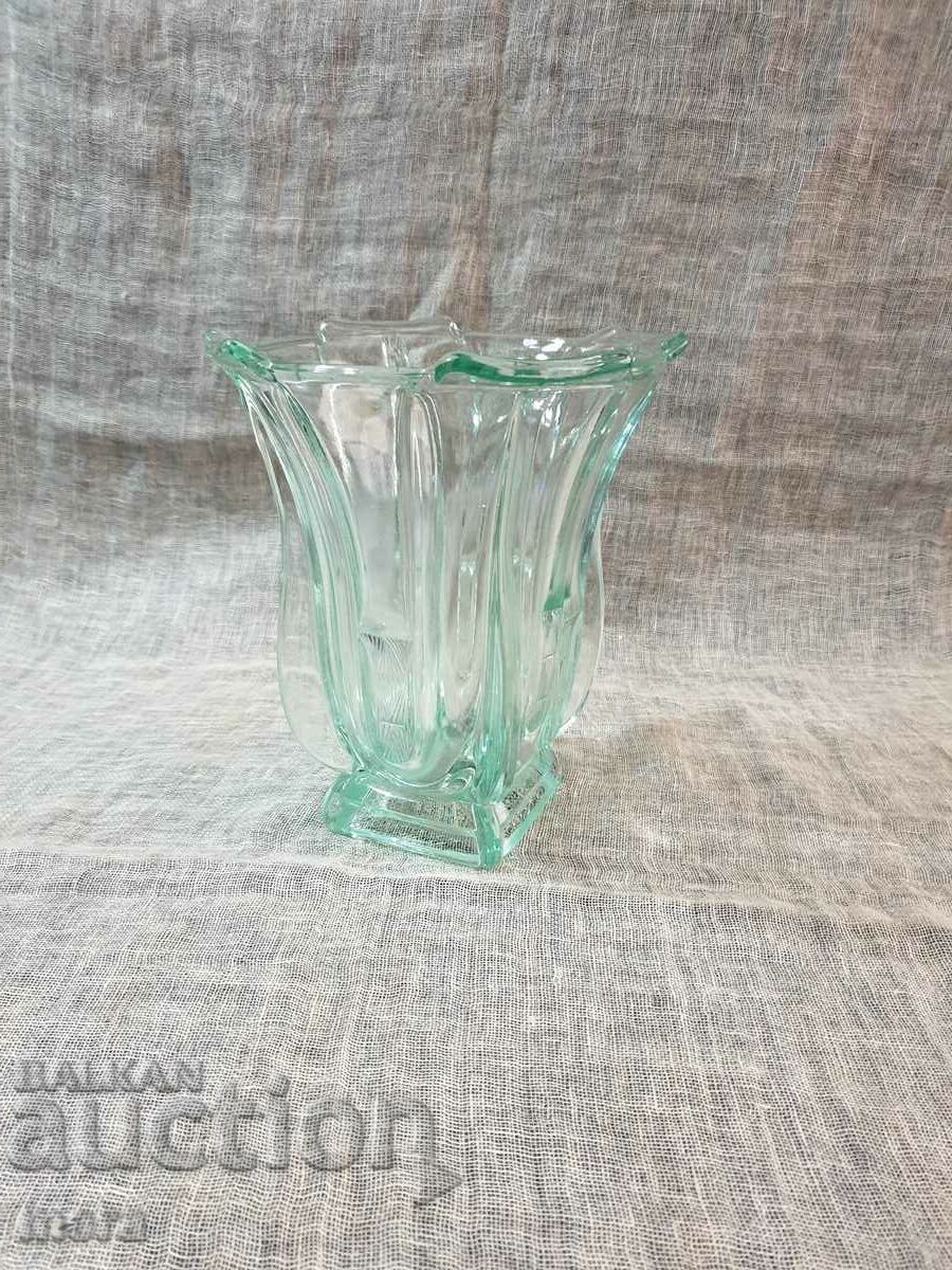 Large retro vase made of thick colored glass