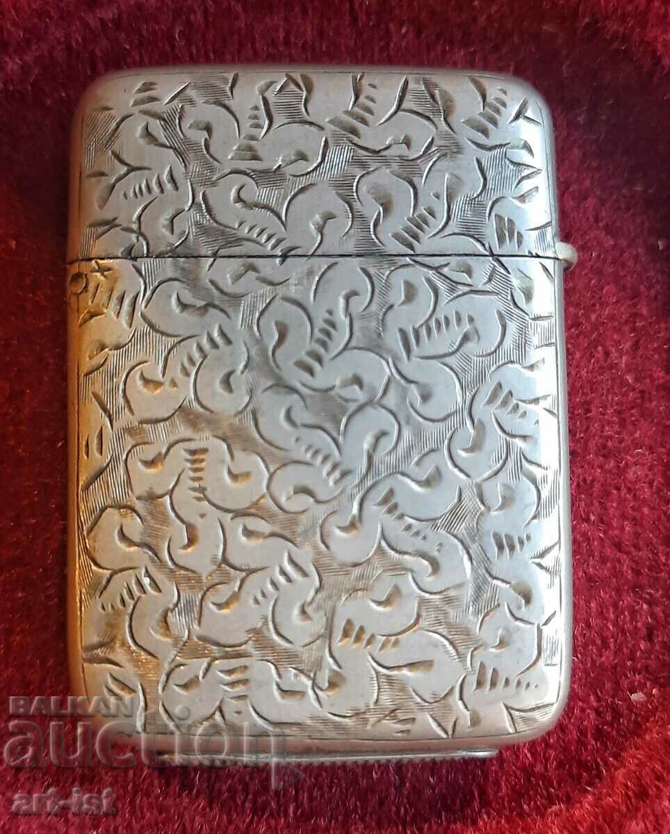 Silver Plated Victorian Engraved Match Box. Silver Plated Victorian Engraved Match Box.
